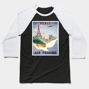 Air France Travel and Tourism Fly to Paris Advertising Print Baseball T-Shirt